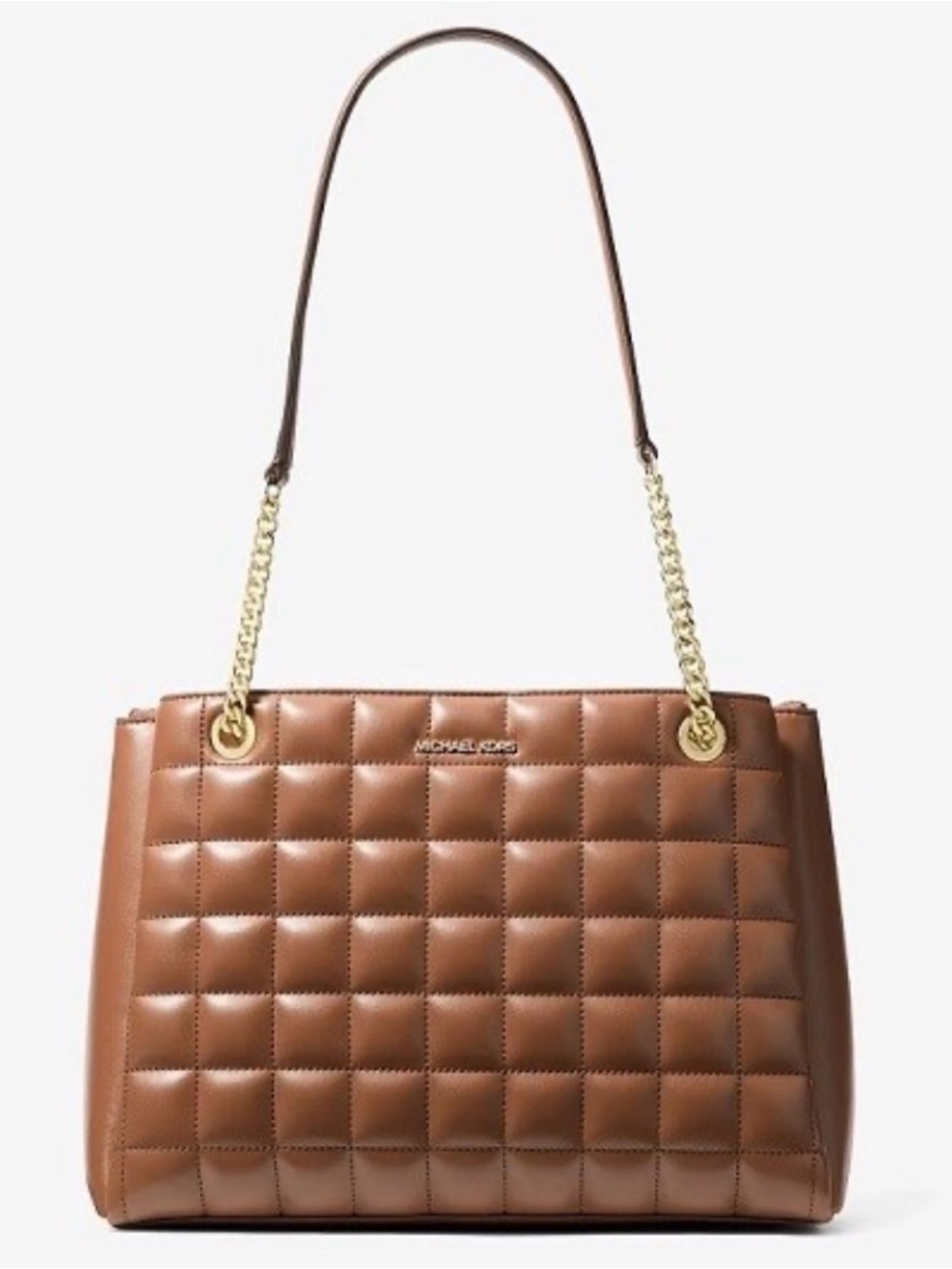 Michael Kors Soho Medium Quilted Tote Bag – Luggage Brown – NWT